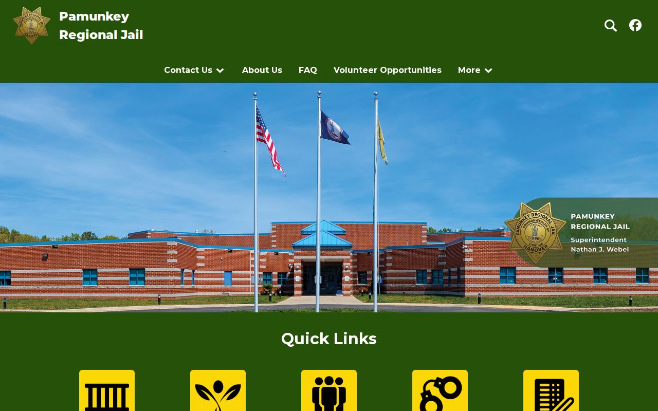 Pamunkey Regional Jail official service hub, a custody route separate from most-wanted tips