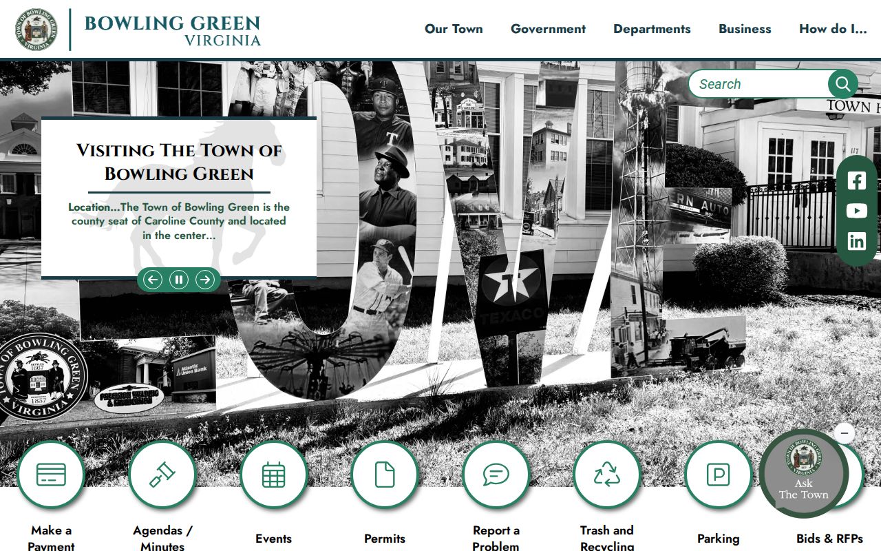 Bowling Green town government interface relevant to Caroline County municipal warrant routing
